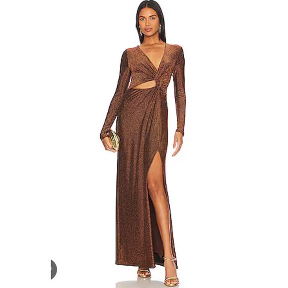 Significant Other Kyla Metallic Long Sleeve Cutout Dress Size 10 - Picture 1 of 6